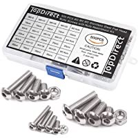 TopDirect 500pcs M3 M4 M5 Tornillos de Cabeza Plana Acero Inoxidable Grub Tornillos y Tornillos Surtido kits con Caja de…